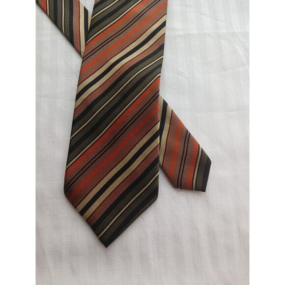 FABIO FERRETTI, Designer Dress Tie, Striped Fall Colors, 100% Silk, Italian vtg - Picture 2 of 7